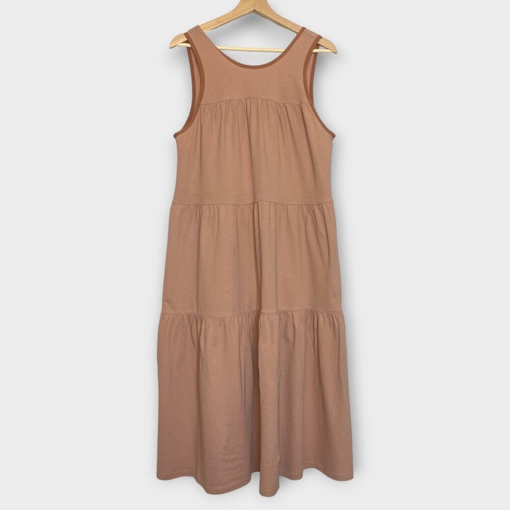EVERLANE | The Weekend Cotton Tiered Ruffle in Oak Dress Size L